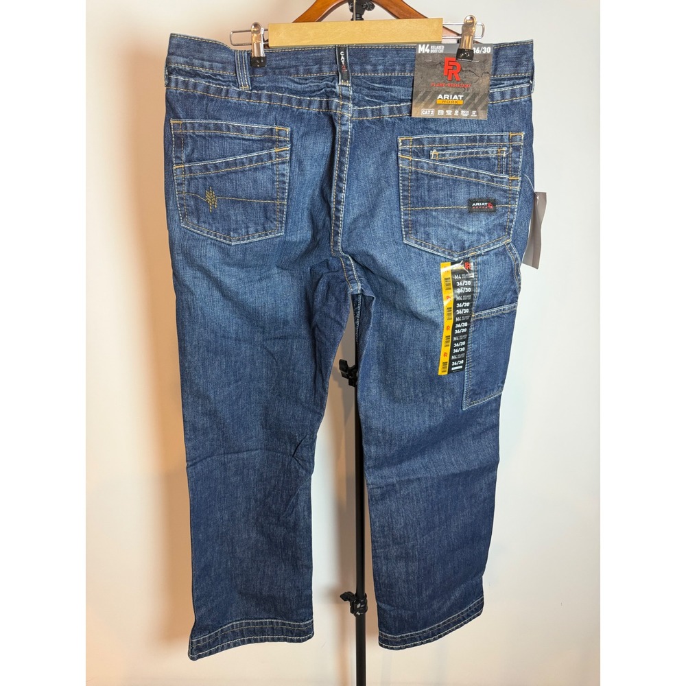 Ariat Work M4 Relaxed Boot Cut FR Flame Resistant Jeans 36x30 Blue CAT 2 Denim